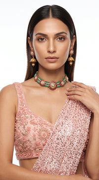 BLUSH PINK SEQUINS EMBROIDERED DRAPED SAREE - BRV-4989-PINK - image 2