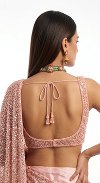 BLUSH PINK SEQUINS EMBROIDERED DRAPED SAREE - BRV-4989-PINK - image 3