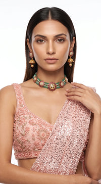 BLUSH PINK SEQUINS EMBROIDERED DRAPED SAREE - BRV-4989-PINK - image 2