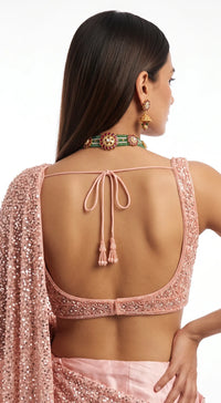 BLUSH PINK SEQUINS EMBROIDERED DRAPED SAREE - BRV-4989-PINK - image 3