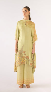 Pista Muslin Embroidered Kaftan Set