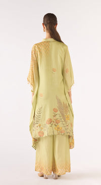 Pista Muslin Embroidered Kaftan Set