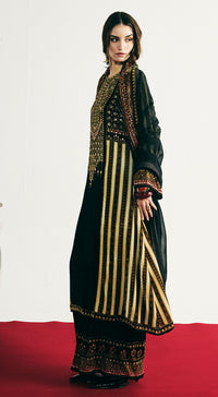 Black Velvet Embroidered Kurta Set