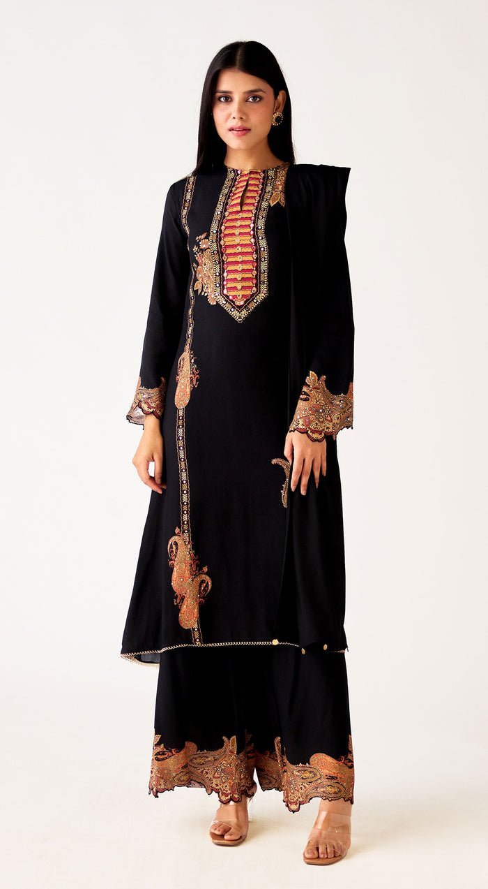 Black Muslin Suit Set