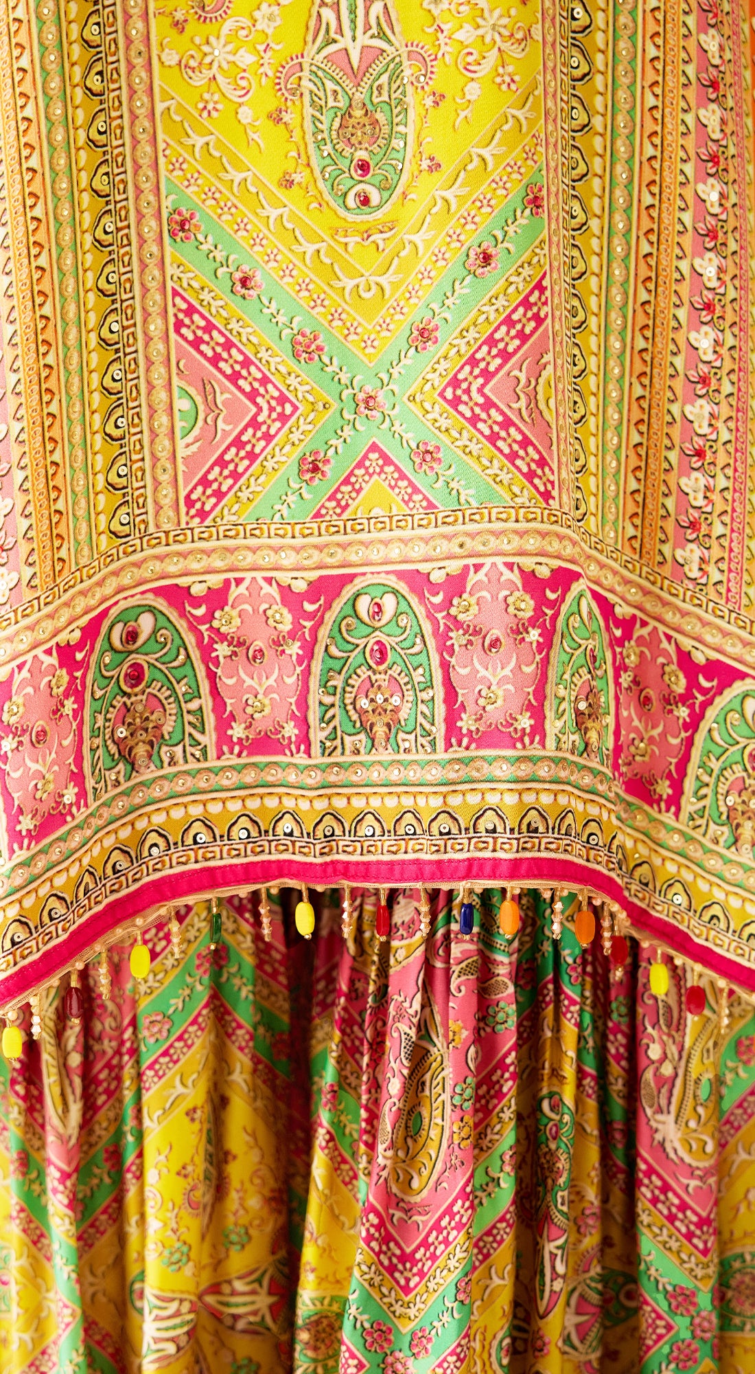 Multi Satin Embroidered Kaftan Co-ord Set