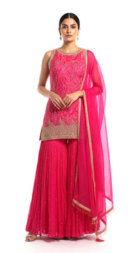 Rose Radiance Embroidered Sharara Set
