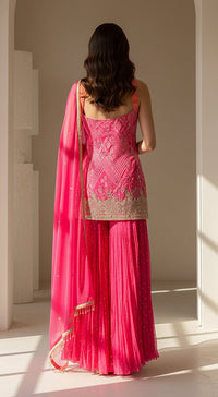 Rose Radiance Embroidered Sharara Set