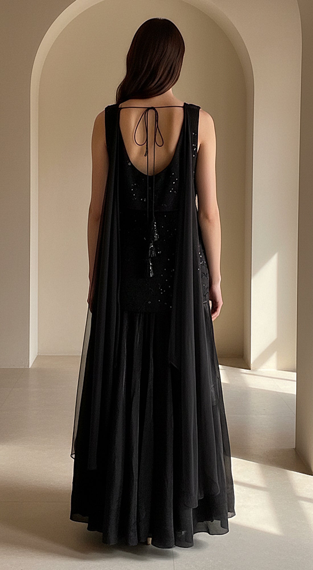 Black Satin Embroidered Sharara Set