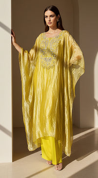 Lime Stillness Embellished Kaftan Set