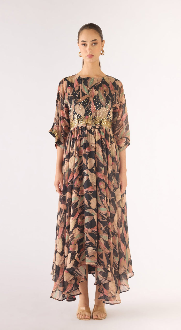 Blue Organza Sequins Dress