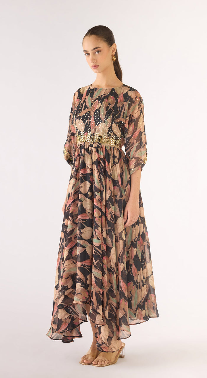 Blue Organza Sequins Dress