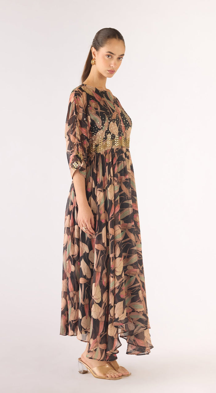 Blue Organza Sequins Dress