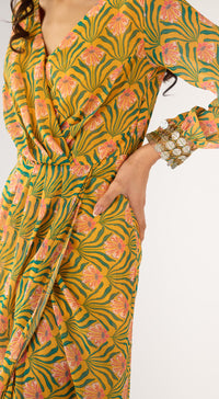 Yellow Georgette Embellished Dress