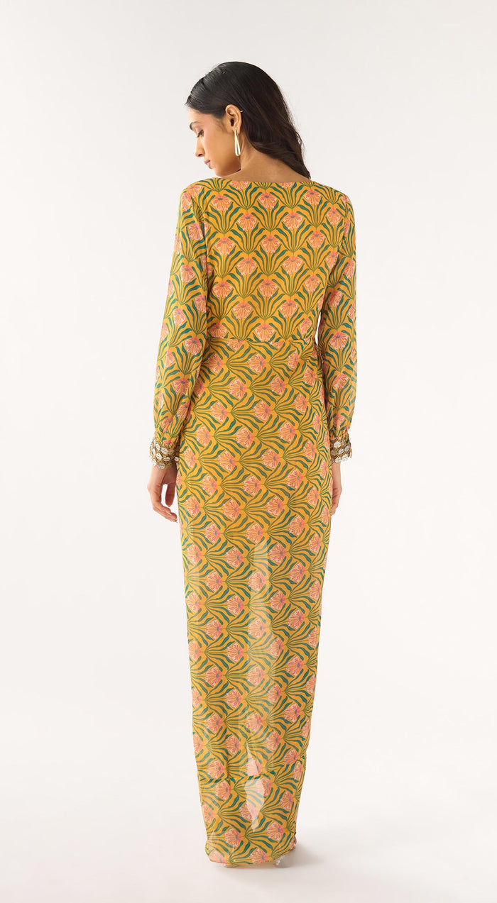 Yellow Georgette Embellished Dress