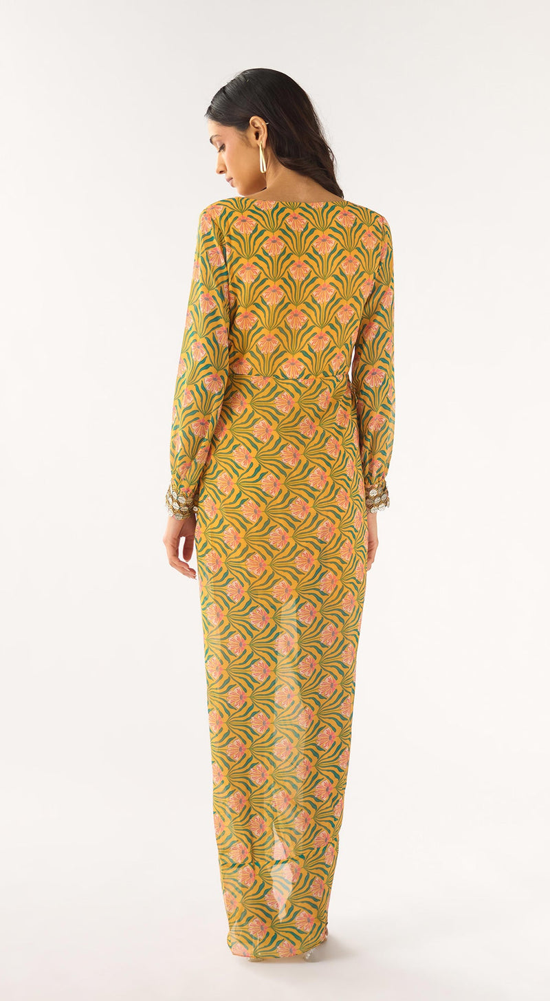 Yellow Georgette Embellished Dress