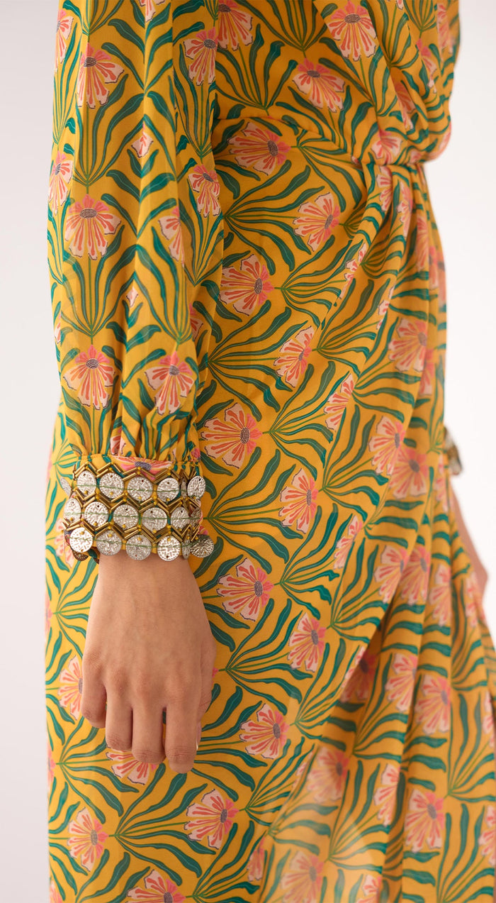 Yellow Georgette Embellished Dress