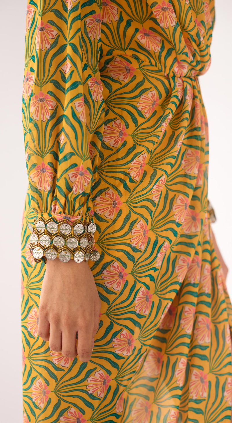 Yellow Georgette Embellished Dress