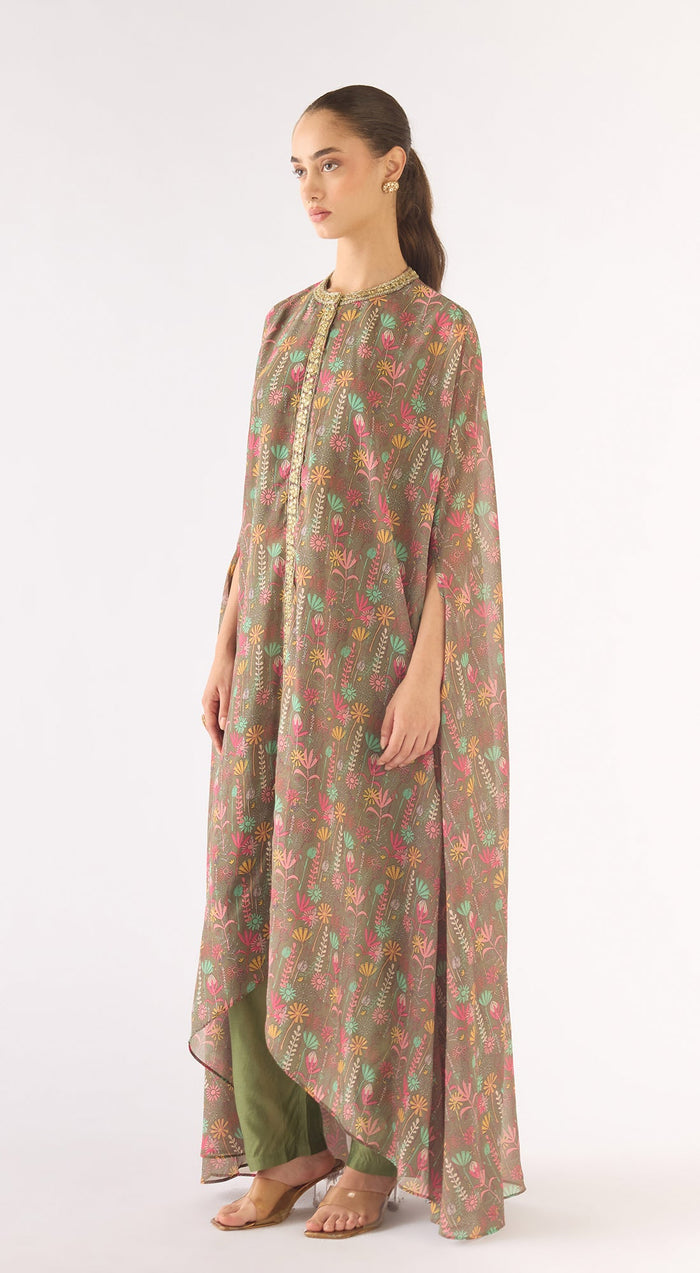 Olive Organza Kurta Set