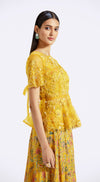 Yellow Embroidered Top & Skirt Set