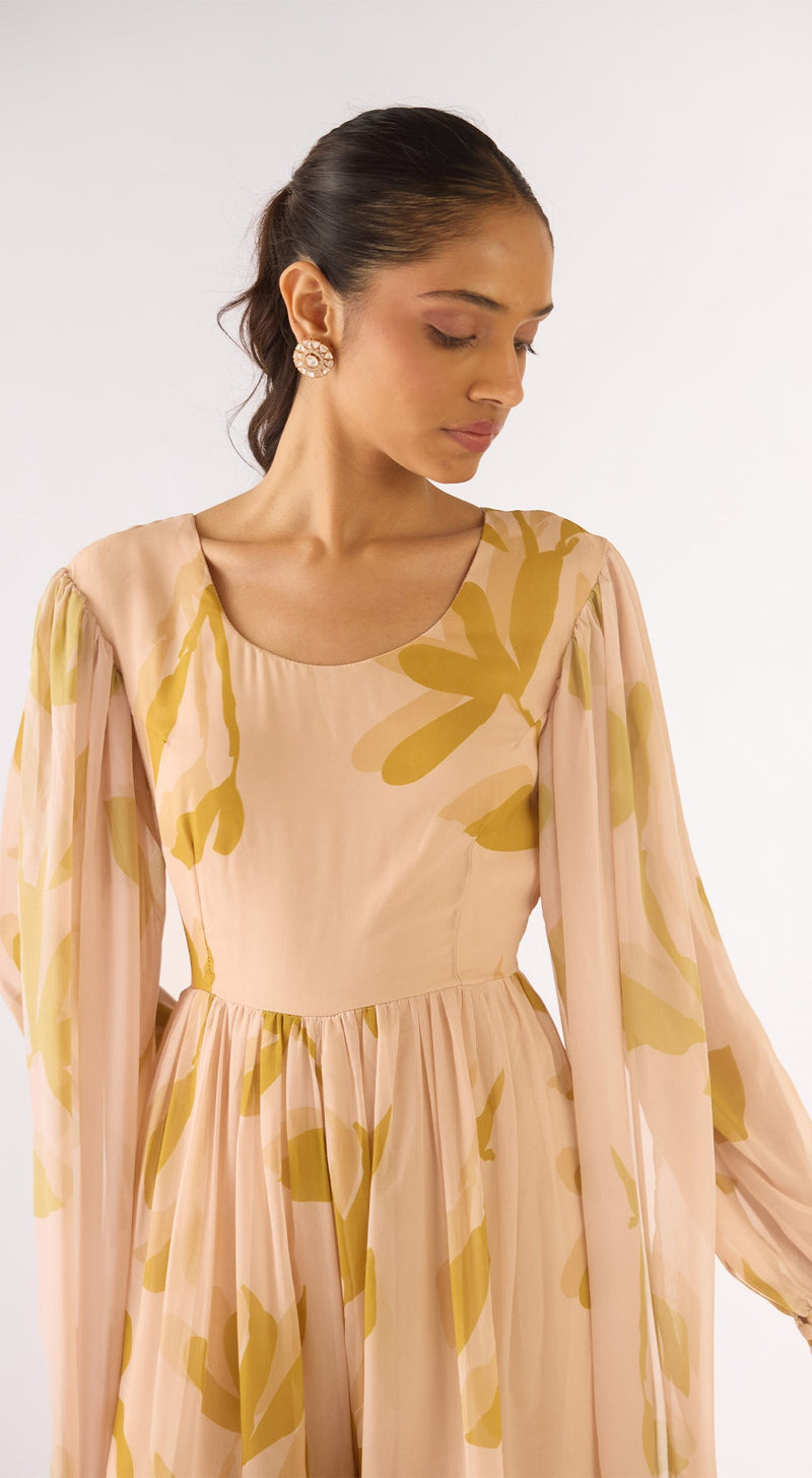 Beige Georgette Jumpsuit