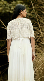 Ivory Embroidered Dress & Cape Set