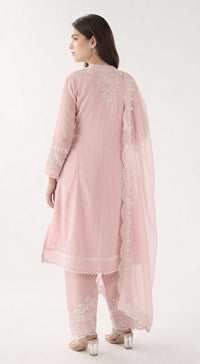 Pink Cotton Embroidered Kurta Set