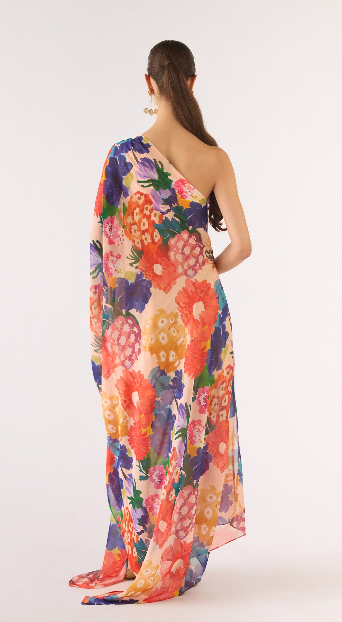 Ivory Georgette Abstract Dress