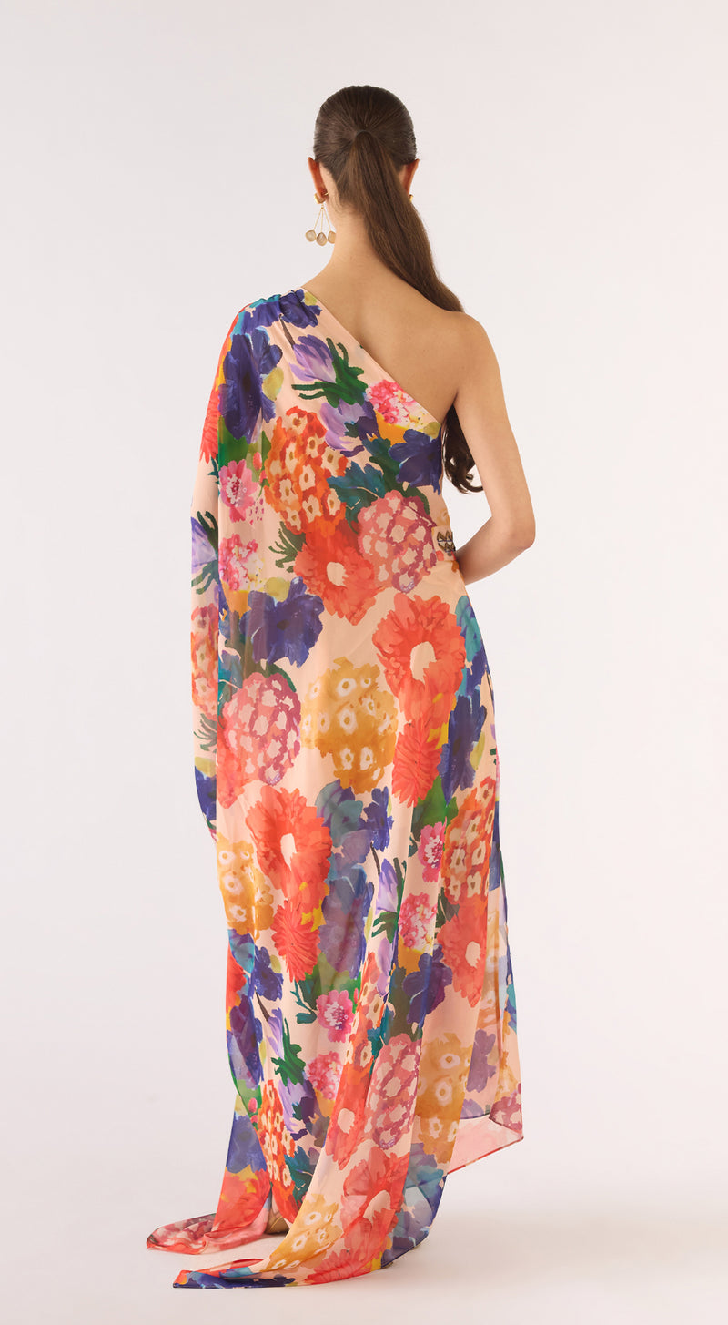 Ivory Georgette Abstract Dress