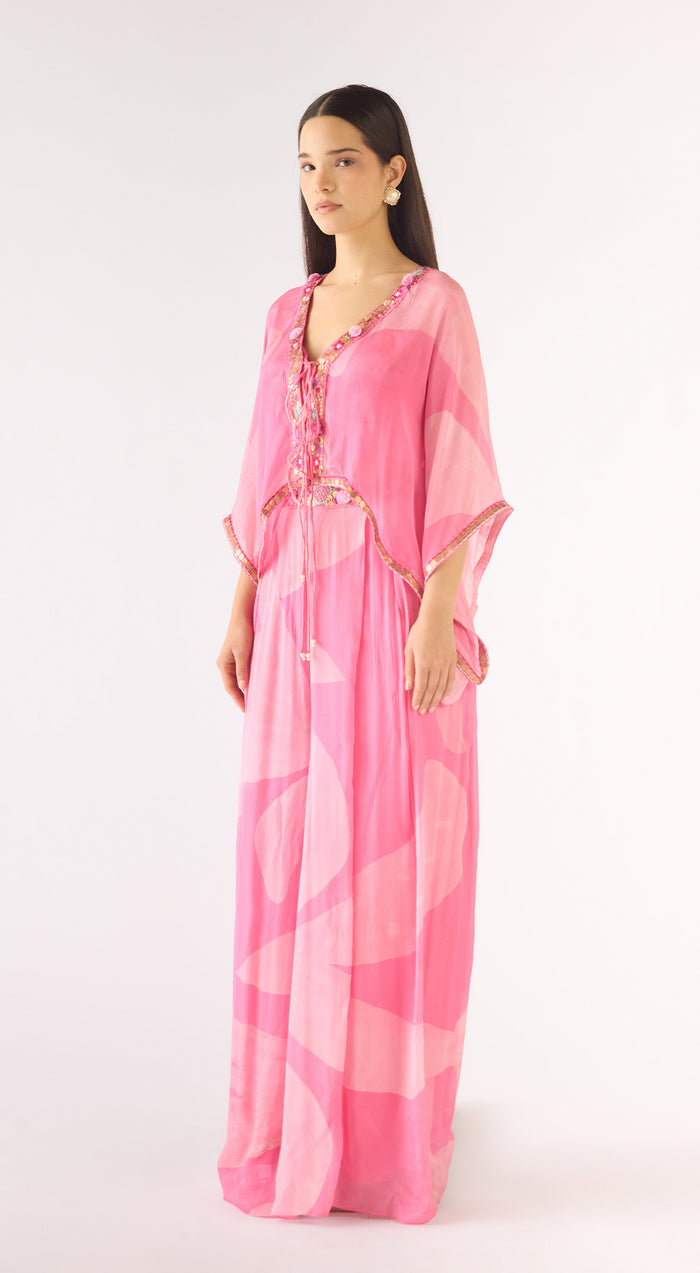Pink Chiffon Embellished Tunic Set