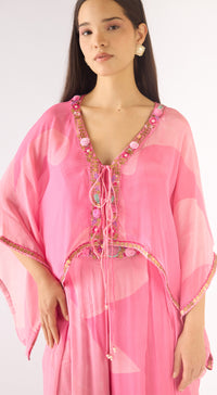 Pink Chiffon Embellished Tunic Set