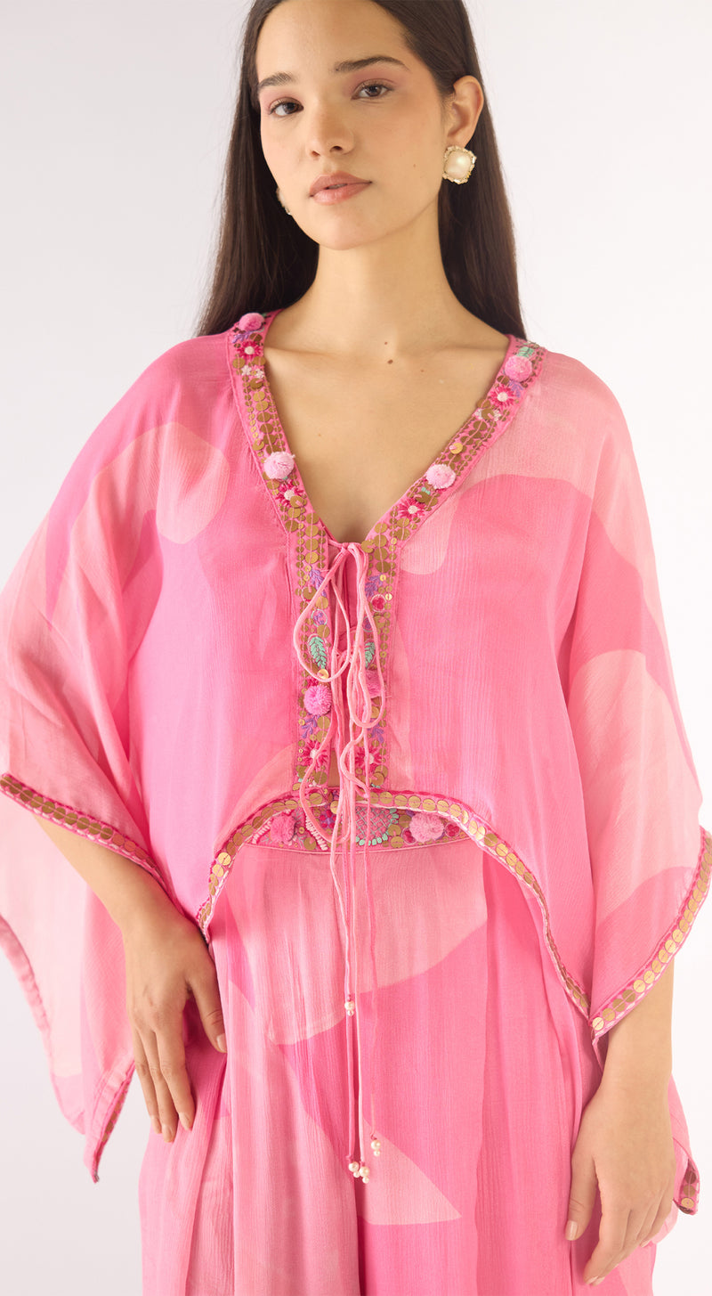 Pink Chiffon Embellished Tunic Set
