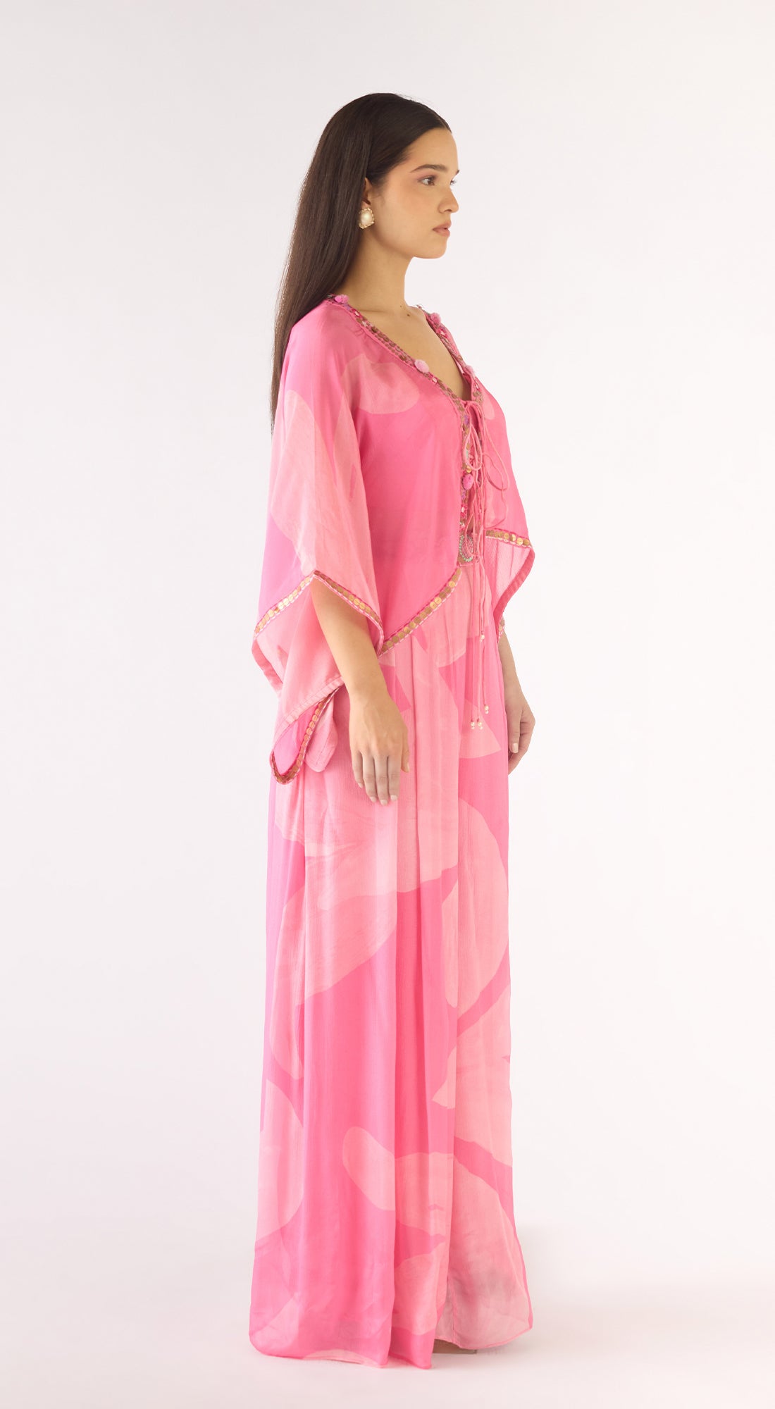Pink Chiffon Embellished Tunic Set