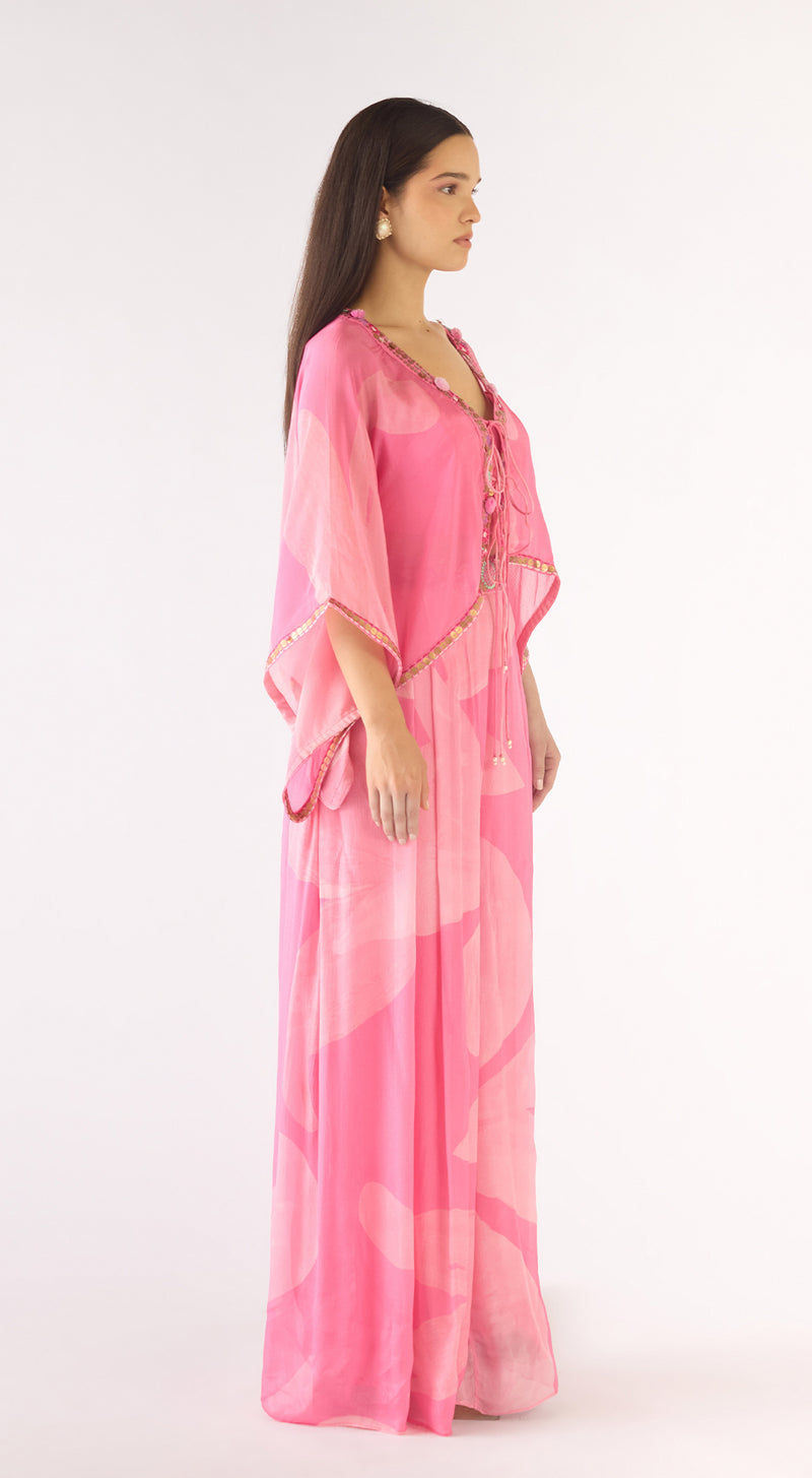 Pink Chiffon Embellished Tunic Set