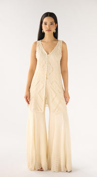 Ivory Georgette Embroidered Sharara Set