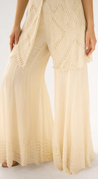 Ivory Georgette Embroidered Sharara Set