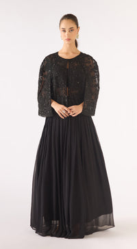 Black Georgette Embroidered Sharara Set