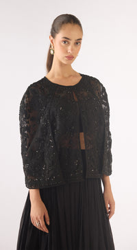 Black Georgette Embroidered Sharara Set