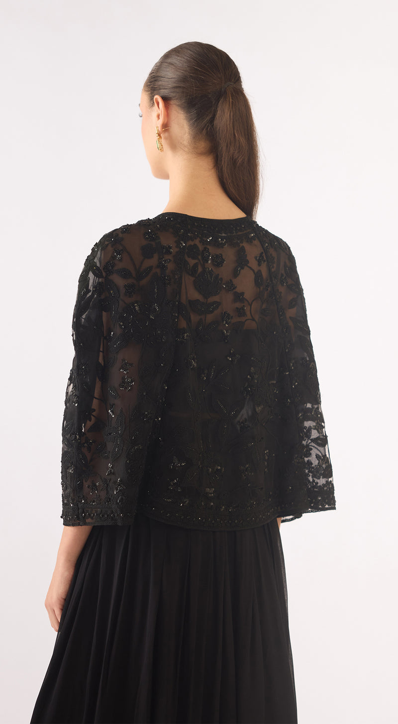 Black Georgette Embroidered Sharara Set