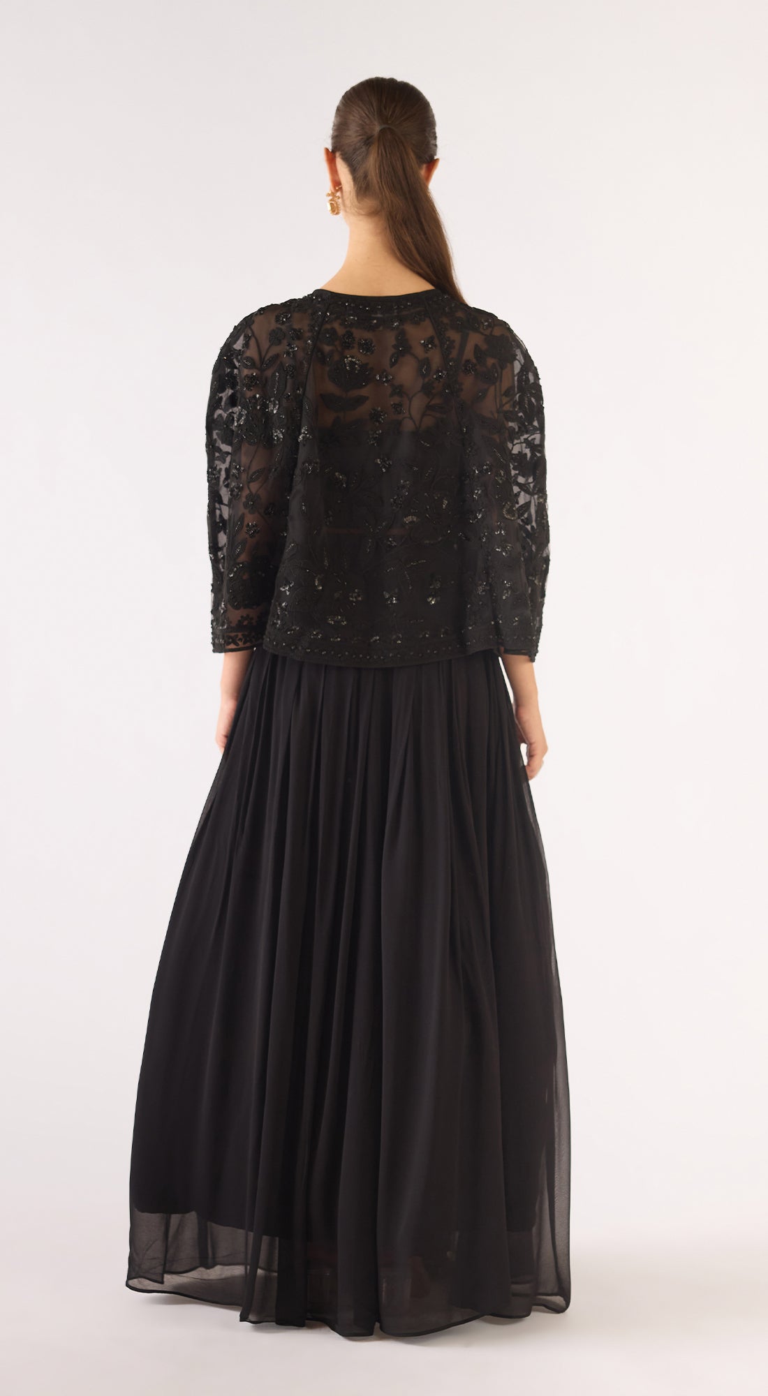 Black Georgette Embroidered Sharara Set