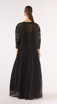 Black Georgette Embroidered Sharara Set