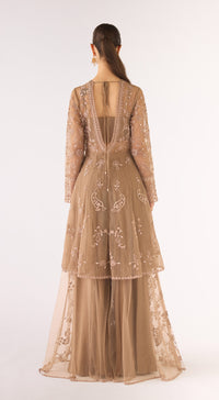 Grey Net Embroidered Sharara Set