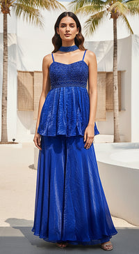 The Sapphire Eclat Peplum Sharara Set