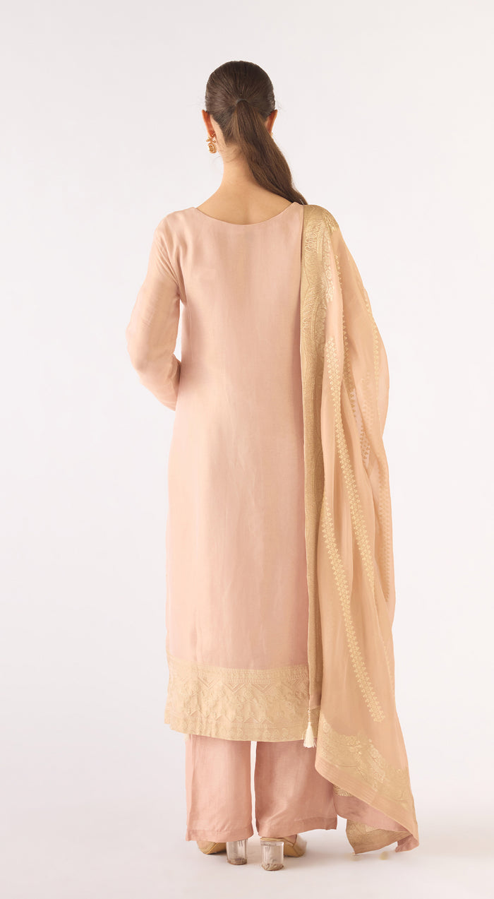 Pink Banarasi Tissue Suit Set