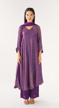 Purple Tissue Embellished Suit Set