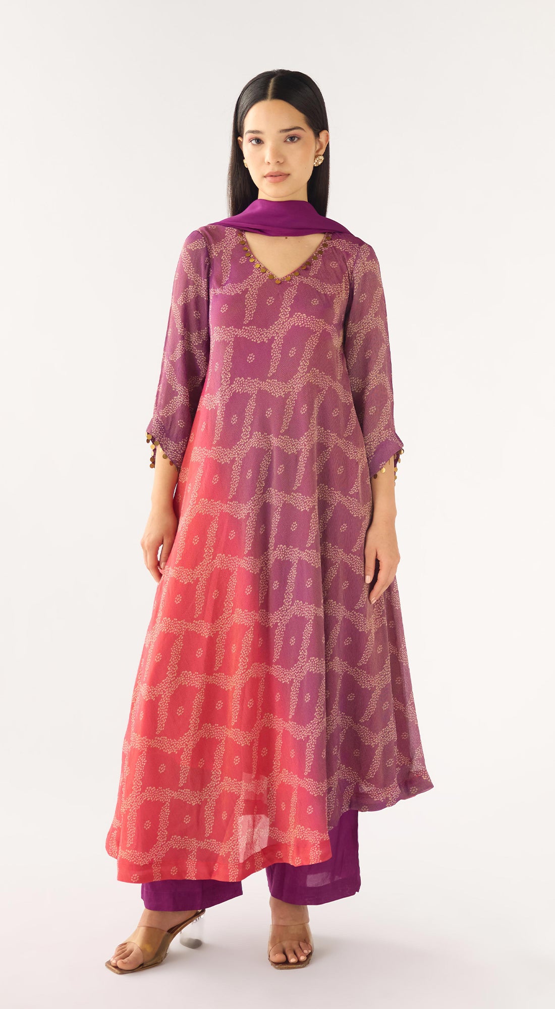 Pink Tissue Embellished Suit Set