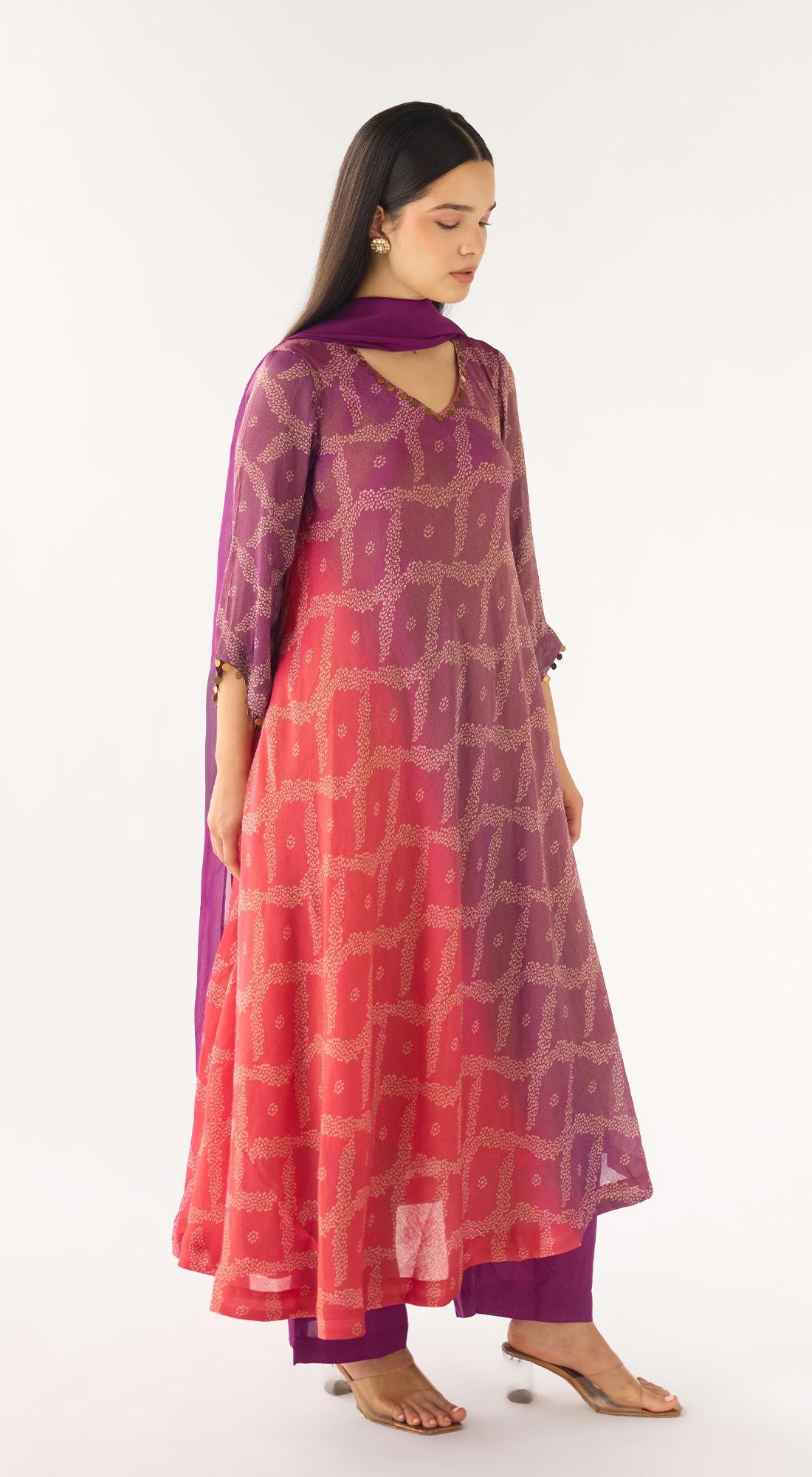 Pink Tissue Embellished Suit Set