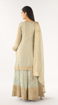 Aqua Banarasi Embroidered Sharara Set