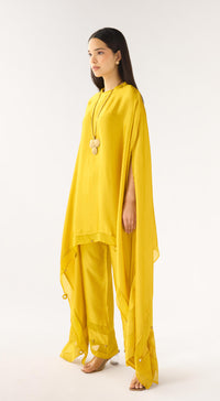 Mustard Satin Kaftan Set