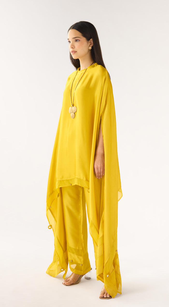 Mustard Satin Kaftan Set