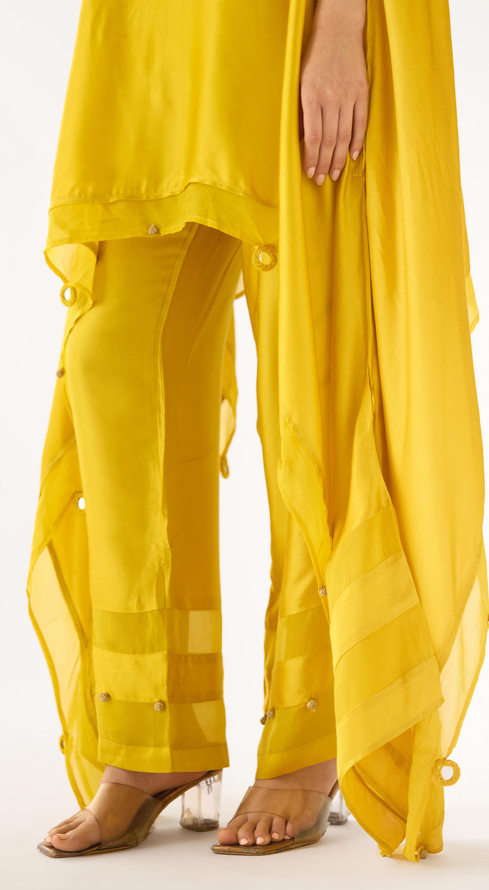 Mustard Satin Kaftan Set